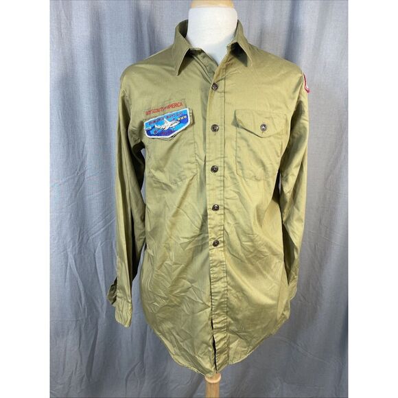 VTG Boy Scouts of America Shirt L Green Long Sleeve Washington 380 Junior Assist - Picture 1 of 16